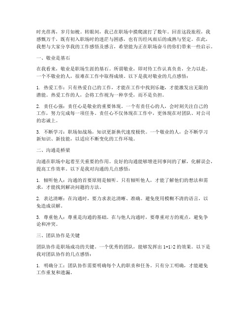 我的工作感悟及感言