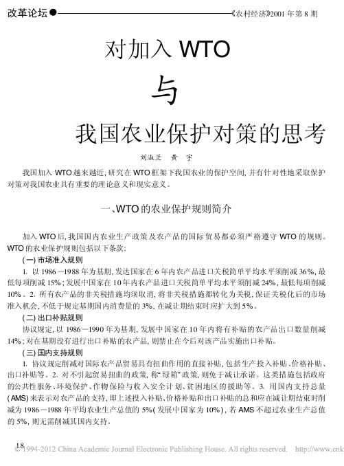 对加入WTO与我国农业保护对策的思考