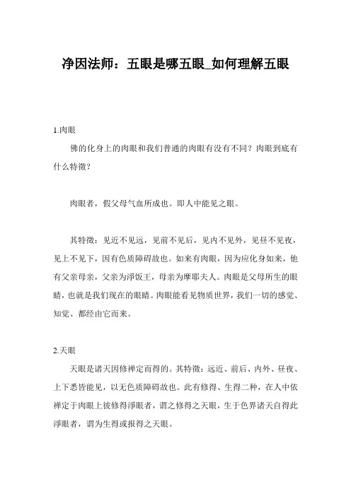 净因法师：五眼是哪五眼_如何理解五眼 