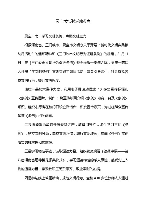 灵宝文明条例感言