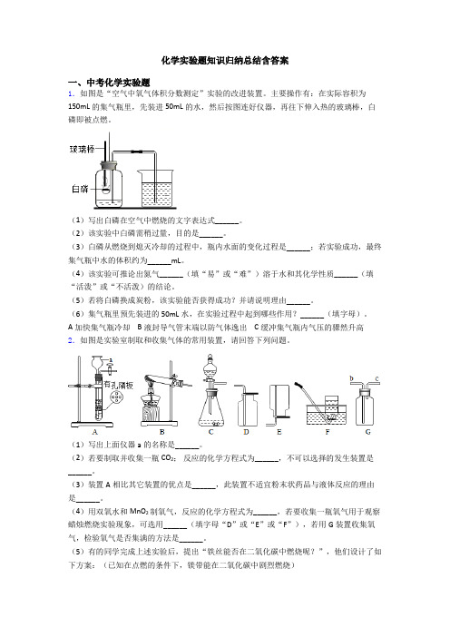 化学实验题知识归纳总结含答案