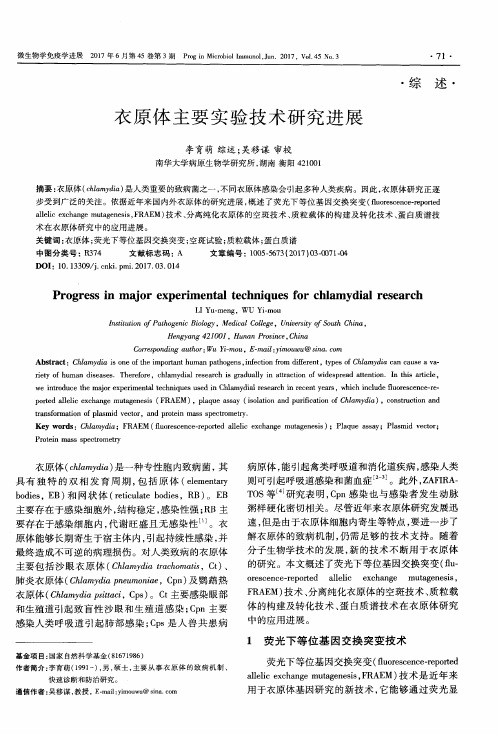 衣原体主要实验技术研究进展