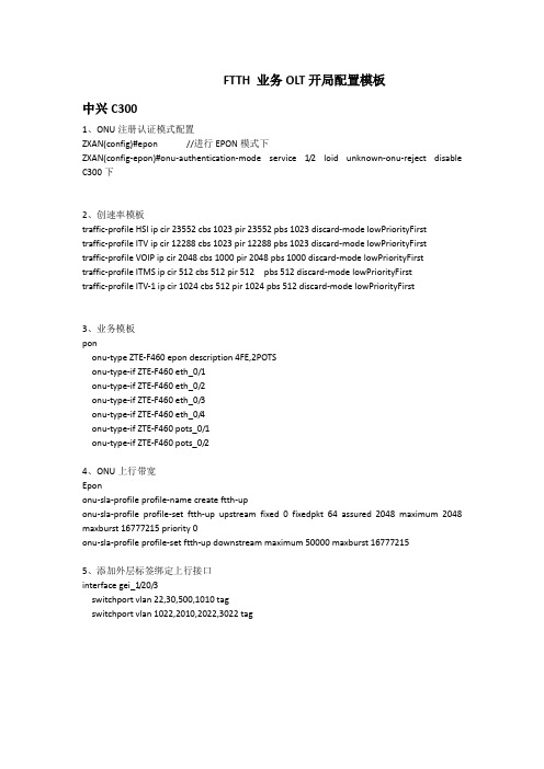 OLT开局配置数据模板