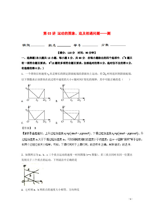 2019年高考物理一轮复习第03讲运动的图象、追及相遇问题(测)