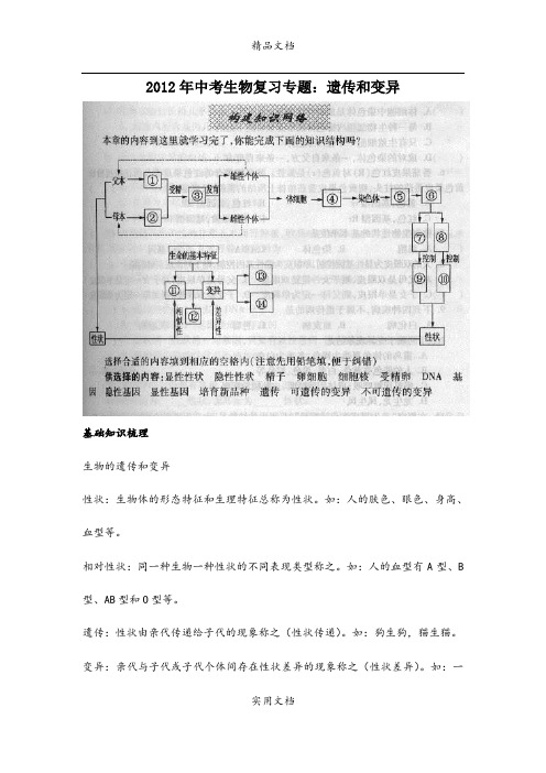 2012年中考生物复习专题：遗传和变异
