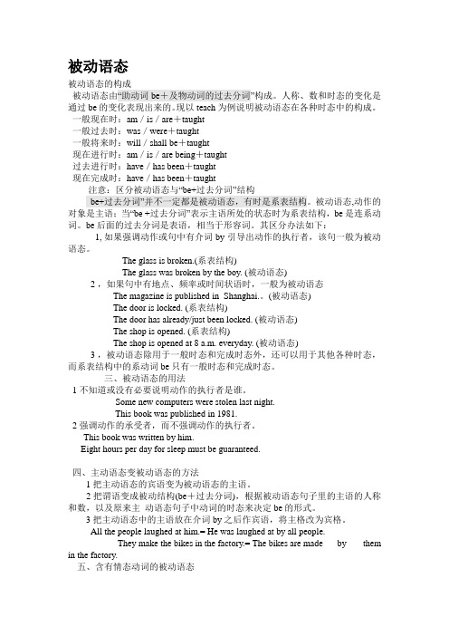 (完整word版)高中英语被动语态讲解及习题