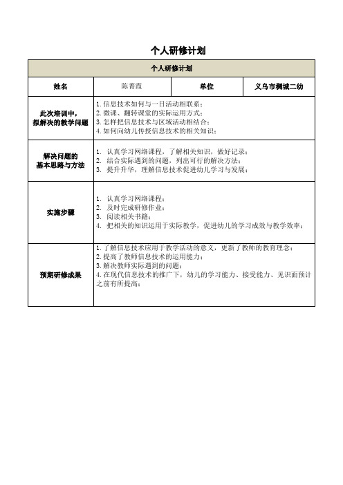 个人研修计划