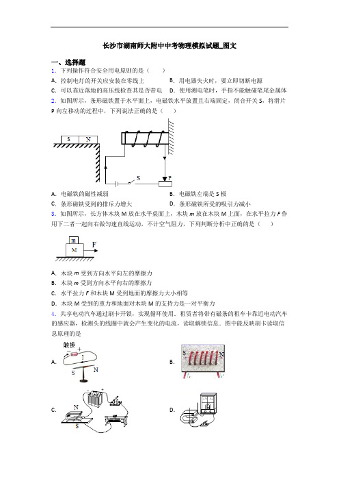 长沙市湖南师大附中中考物理模拟试题_图文
