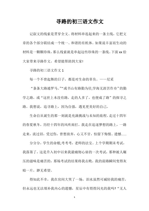 寻路的初三语文作文