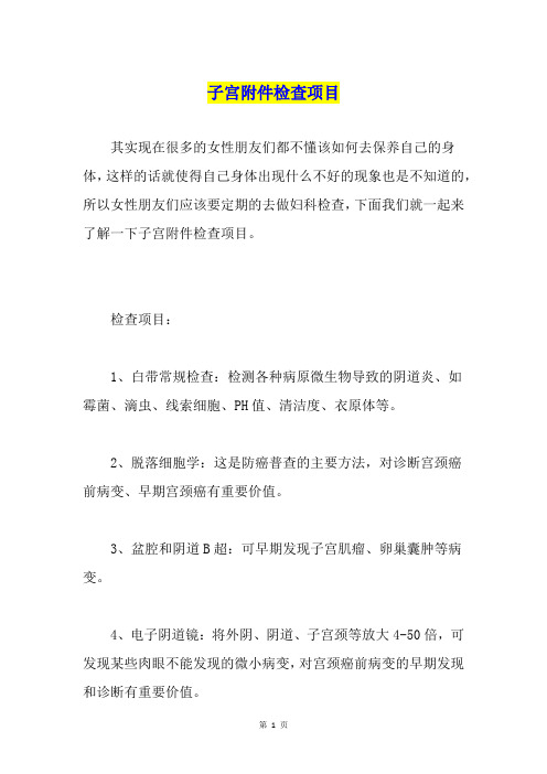 子宫附件检查项目