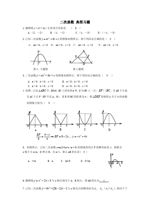 (完整版)二次函数典型习题及答案(最新整理)