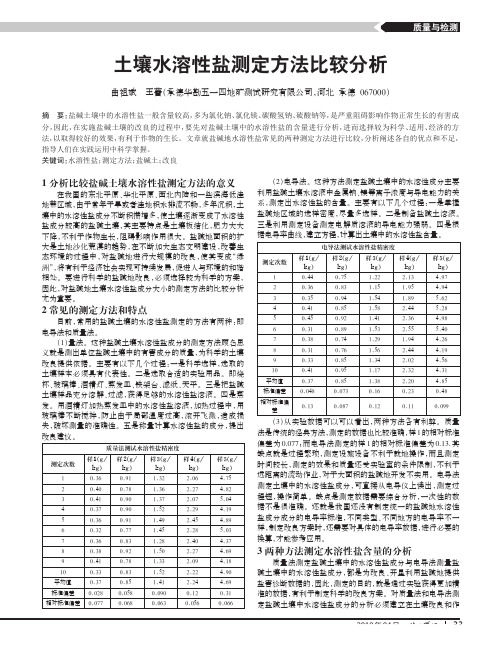 土壤水溶性盐测定方法比较分析