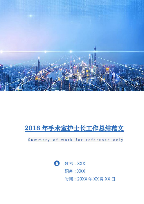 2018年手术室护士长工作总结范文