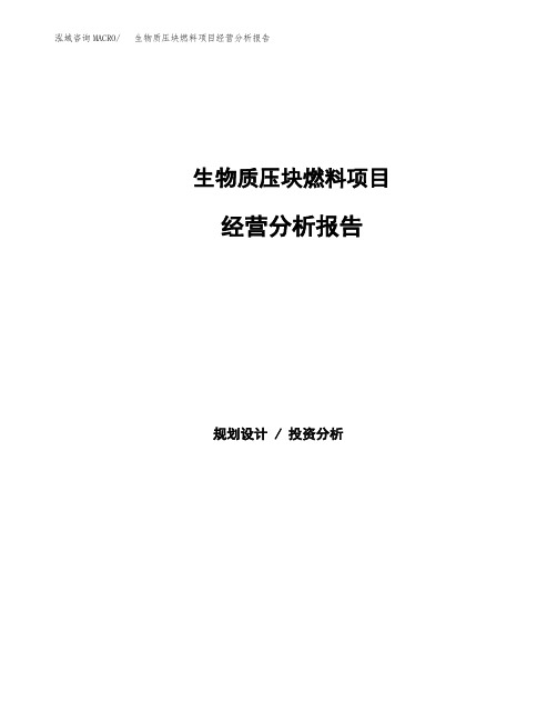 生物质压块燃料项目经营分析报告(项目总结分析)