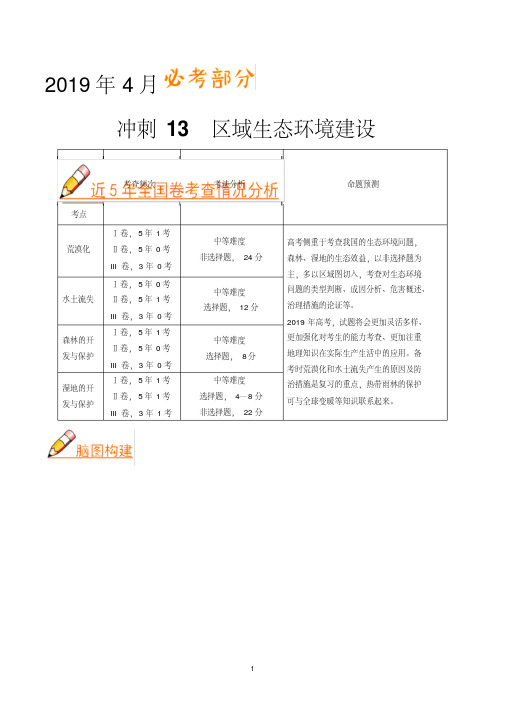 冲刺13区域生态环境建设-《艺考生文化课高分冲刺》2019高考地理