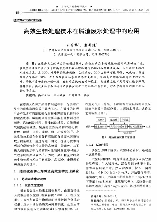 高效生物处理技术在碱渣废水处理中的应用