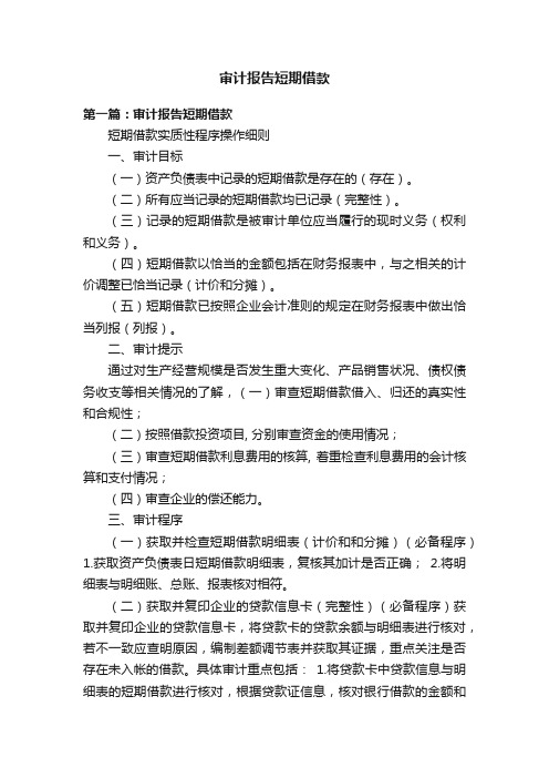 审计报告短期借款