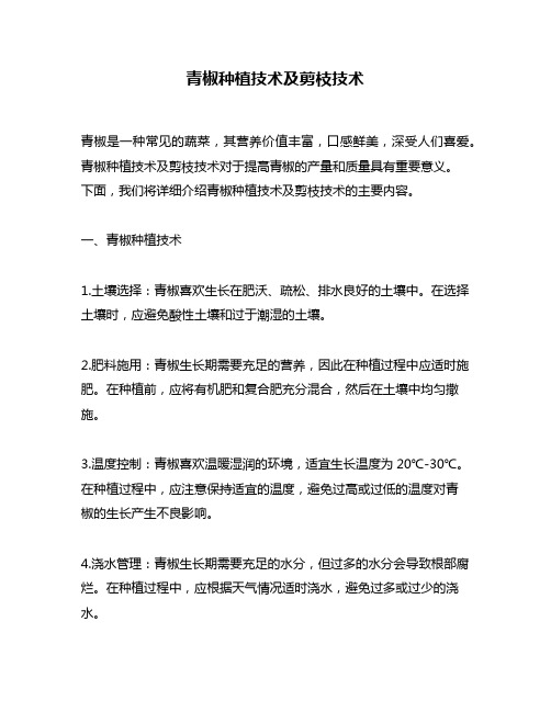青椒种植技术及剪枝技术