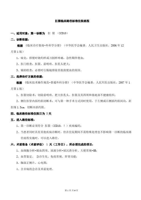 胃肠外科-肛裂临床路径