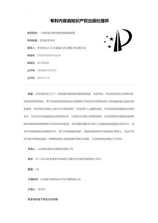 一种起重机械用钢丝绳卷取装置[实用新型专利]