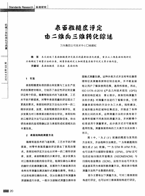 表面粗糙度评定由二维向三维转化综述