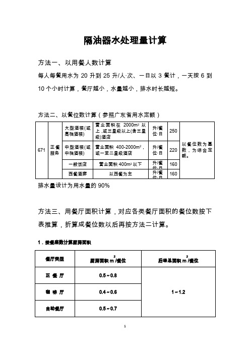 隔油器水处理量计算(KW201104)