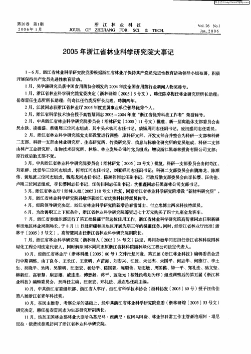 2005年浙江省林业科学研究院大事记