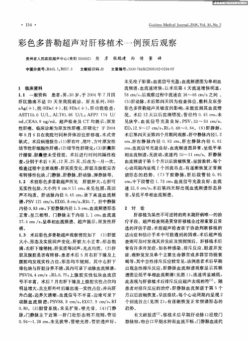 彩色多普勒超声对肝移植术一例预后观察