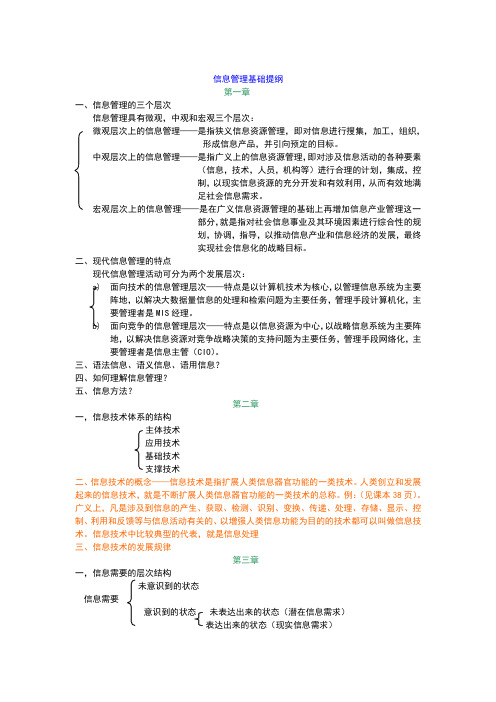 信息管理基础内容大纲