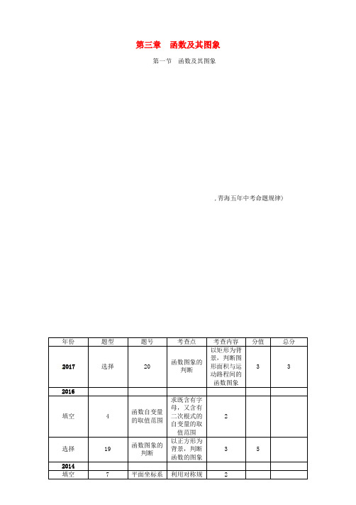 青海2018届中考数学复习第1编第3章函数及其图象第1节函数及其图象精讲习题