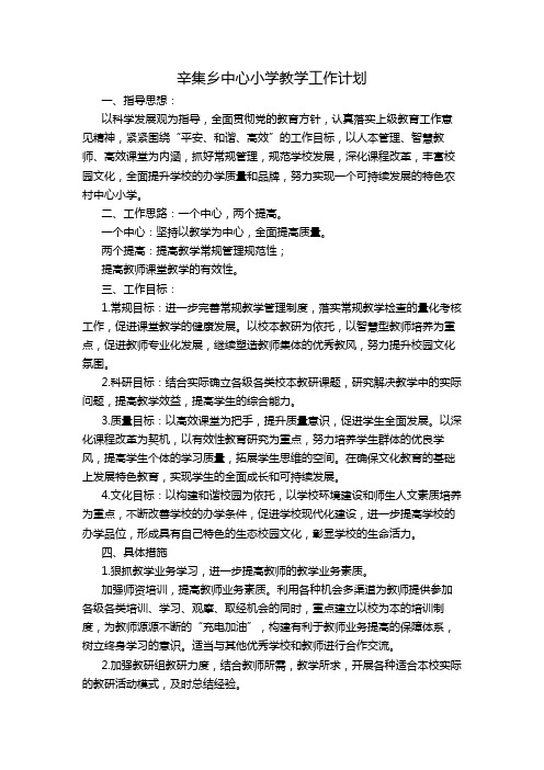 辛集乡中心小学教学工作计划