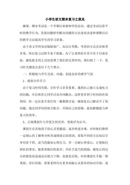 小学生语文期末复习之我见