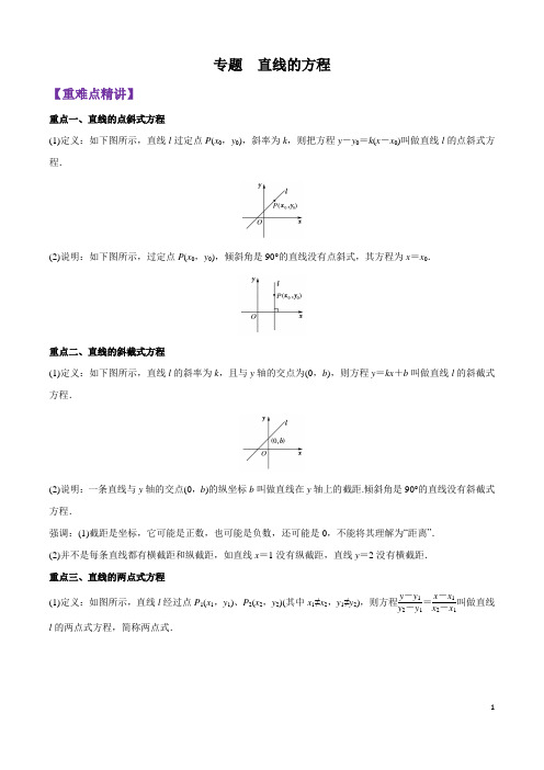 专题11 直线的方程(深度精讲)(含解析)