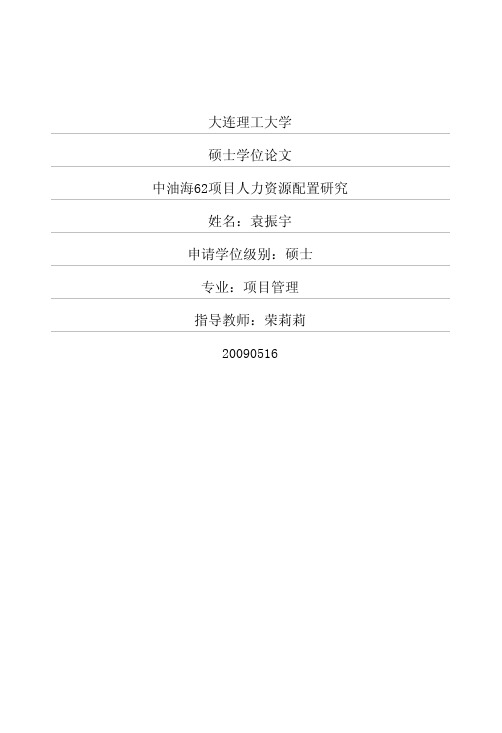 中油海62项目人力资源配置研究