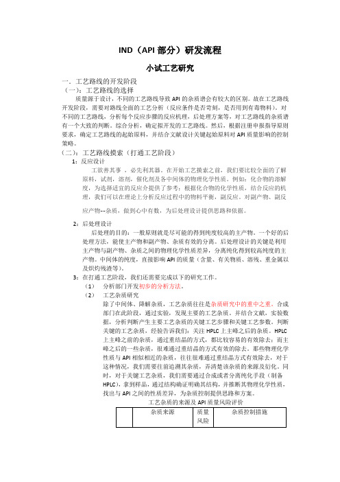IND(API部分)研发流程
