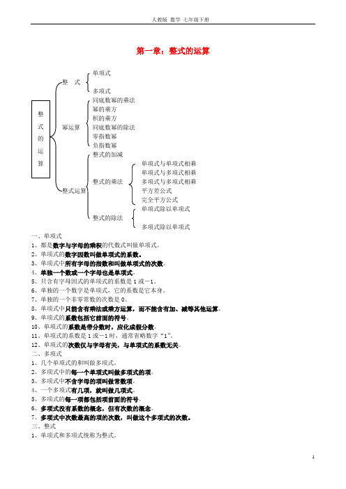 最新人教版七年级数学下册全部知识点归纳