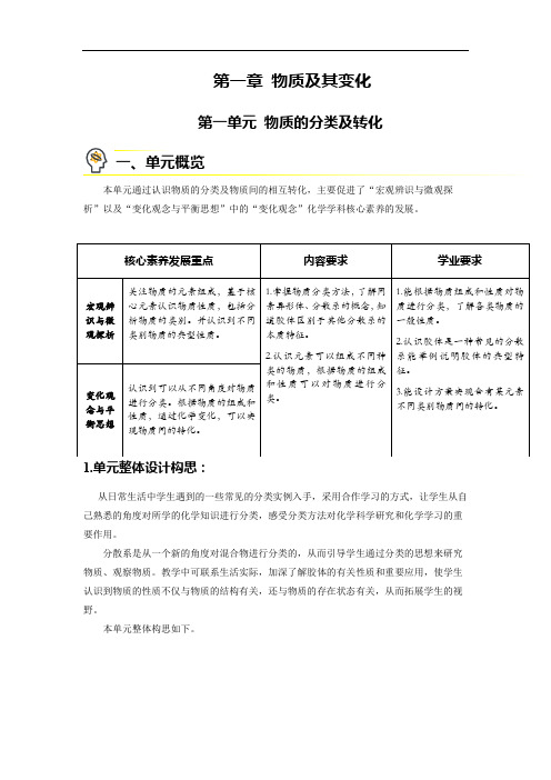 物质的分类及转化+单元总述教学设计