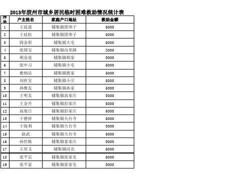 2013临时救助明细表xls