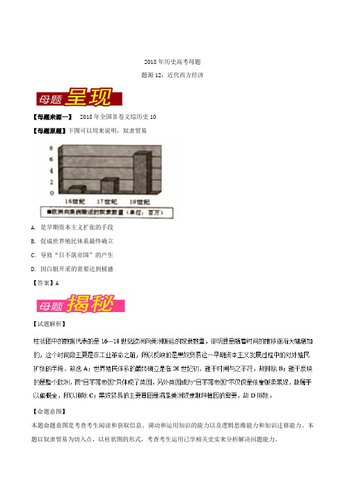 专题12 近代西方经济 2018年高考历史母题题源系列 Word版含解析