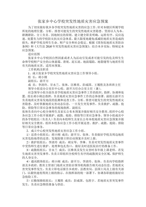 2016年地质灾害应急预案