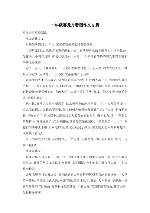 一年级赛龙舟看图作文5篇