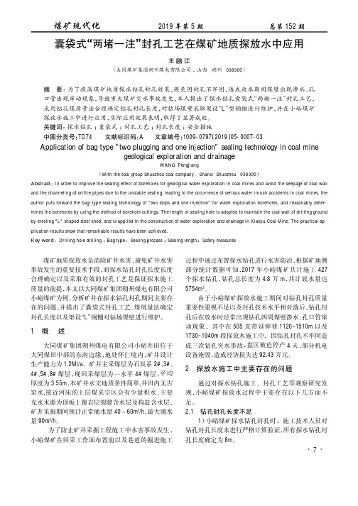 囊袋式“两堵一注”封孔工艺在煤矿地质探放水中应用