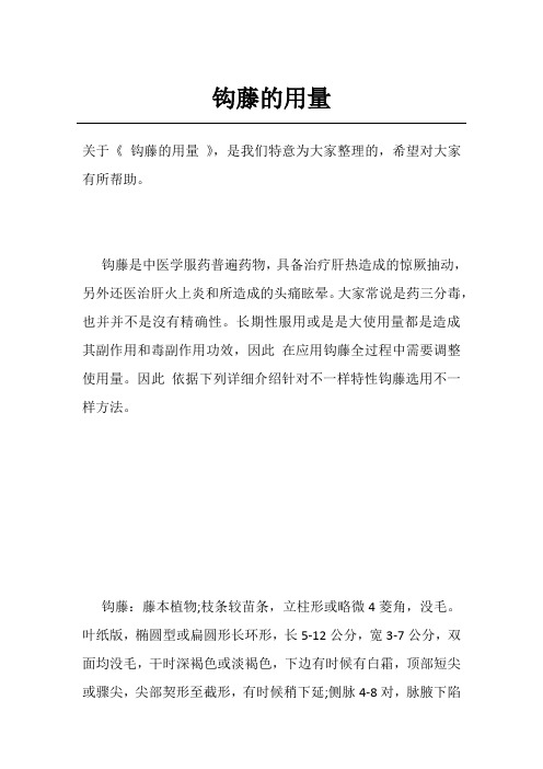 钩藤的用量