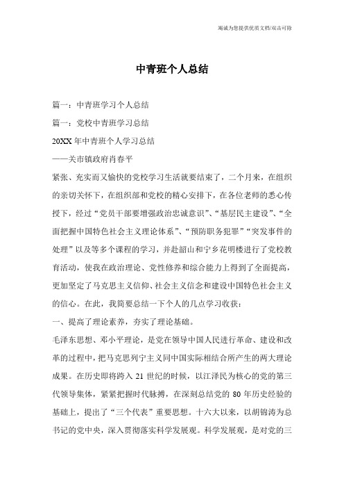 中青班个人总结