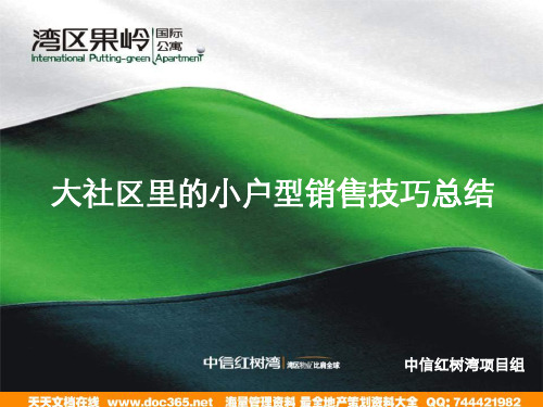 中信红树湾湾区果岭公寓小户型销售的技巧总结28PPT