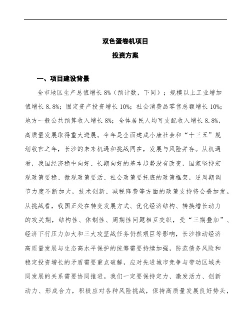 双色蛋卷机项目投资方案(项目说明模板范文)