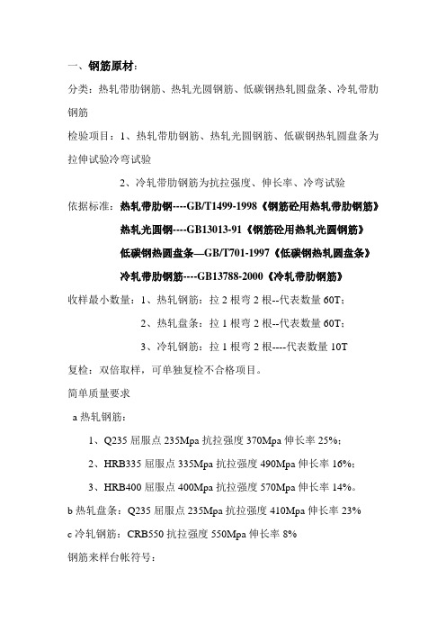 检测标准及项目