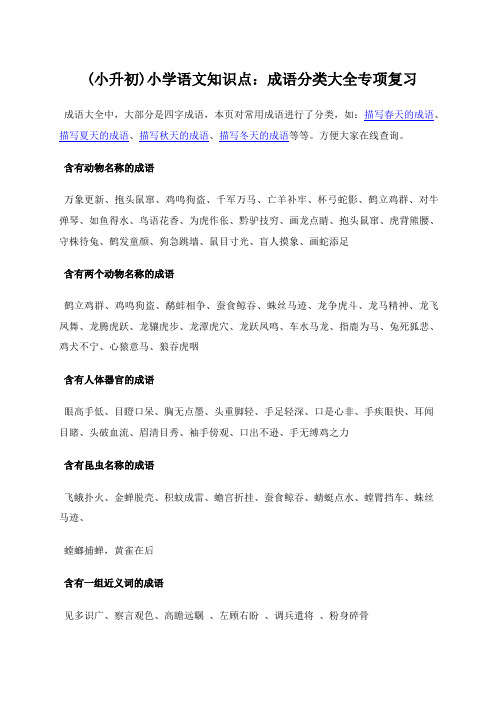 (小升初)小学语文知识点：成语知识专项复习(两套b)pdf