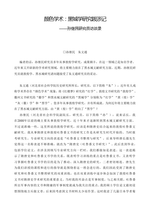 颜色学术：黑城学研究跋涉记