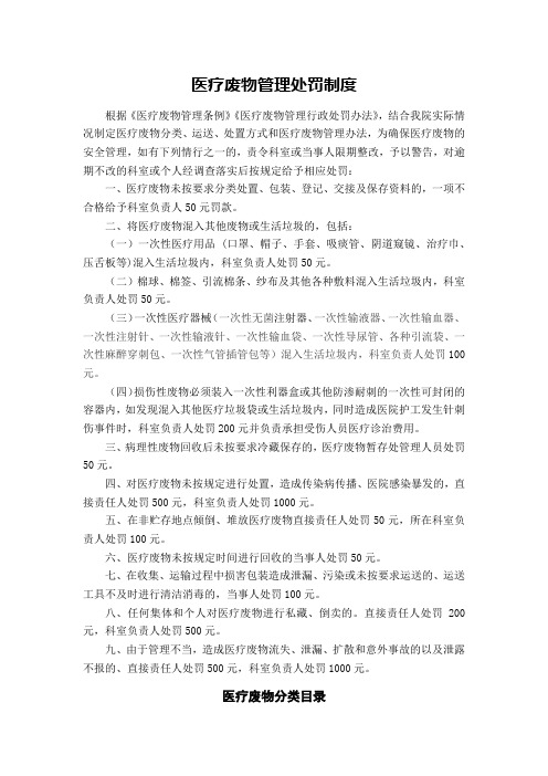 医疗废物管理处罚制度